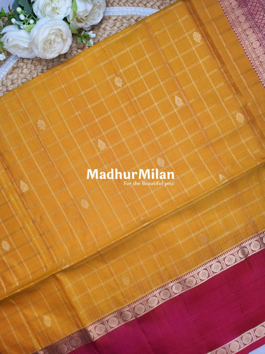 UPPADA SOFT SILK SAREE GOLDEN YELLOW PINK