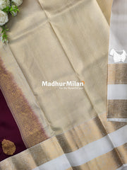KANCHI BUTTA BENTEX BORDER SAREE MAROON CREAM