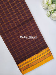 ILKAL BOX CHECKS SAREE BROWN