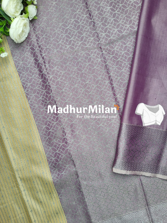 RUBY TUSSER SILK SAREE DUSTY GOLD PURPLE