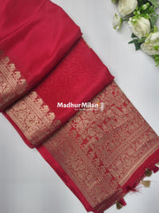 BANARASI RUSSIAN CREPE SAREE PINK