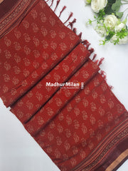 BAGRU PRINT KAJU SILK SAREE RED