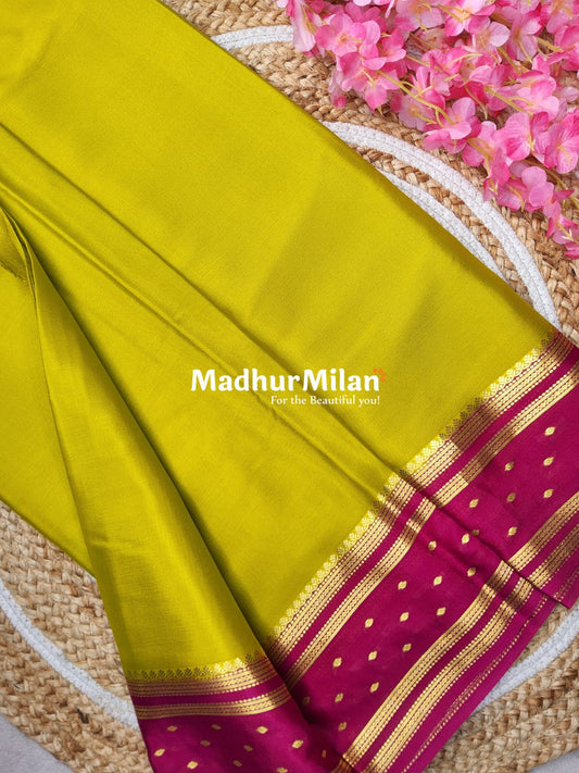 BENTEX BUTTA BORDER PURE CREPE SILK SAREE MEHANDI PINK