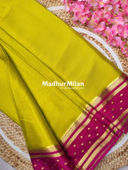BENTEX BUTTA BORDER PURE CREPE SILK SAREE MEHANDI PINK