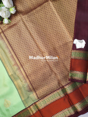 KANCHI BUTTA BORDER SAREE PISTA MAROON