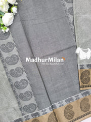 SUTI MANGO SELF WEAVING COTTON SAREE DUSTY GREEN