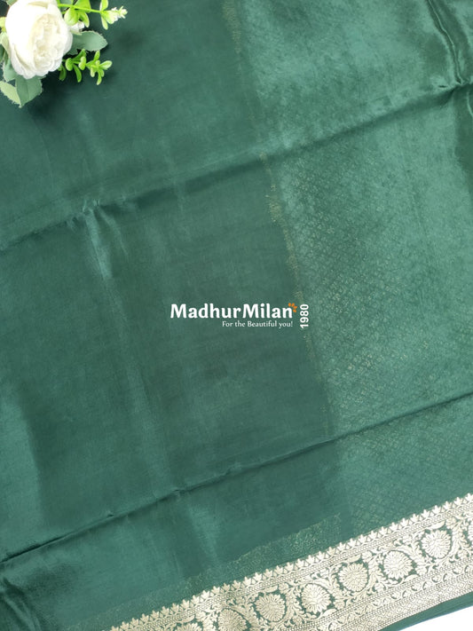 BANARASI RUSSIAN CREPE SAREE GREEN