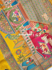 PASHMINA BROCADE SAREE YELLOW