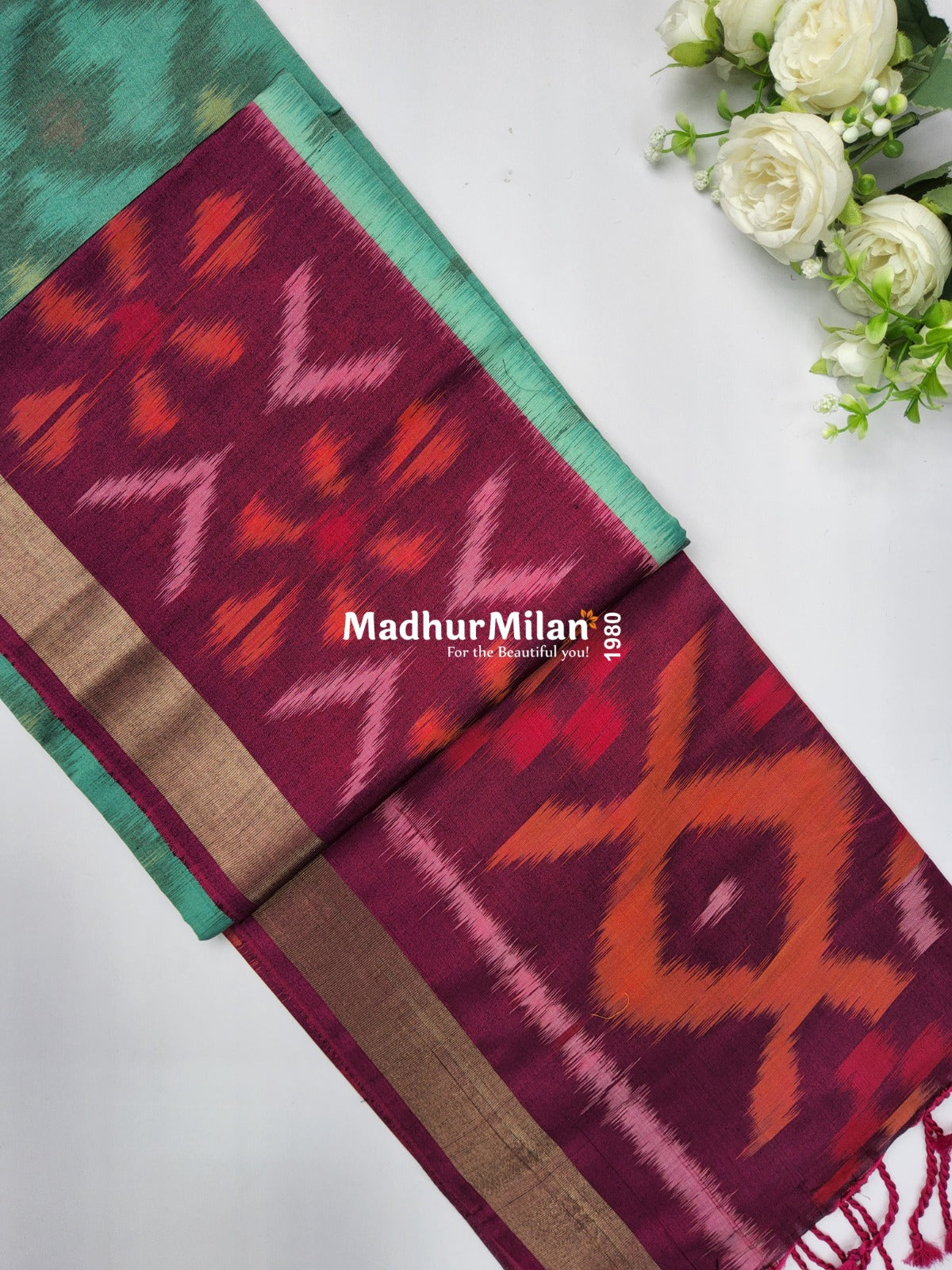 RUBY PATTOLA SILK TISSUE BORDER RAMA PINK