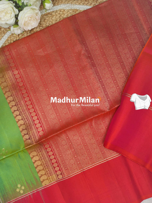 UPPADA SOFT SILK SAREE PISTA GREEN PEACH