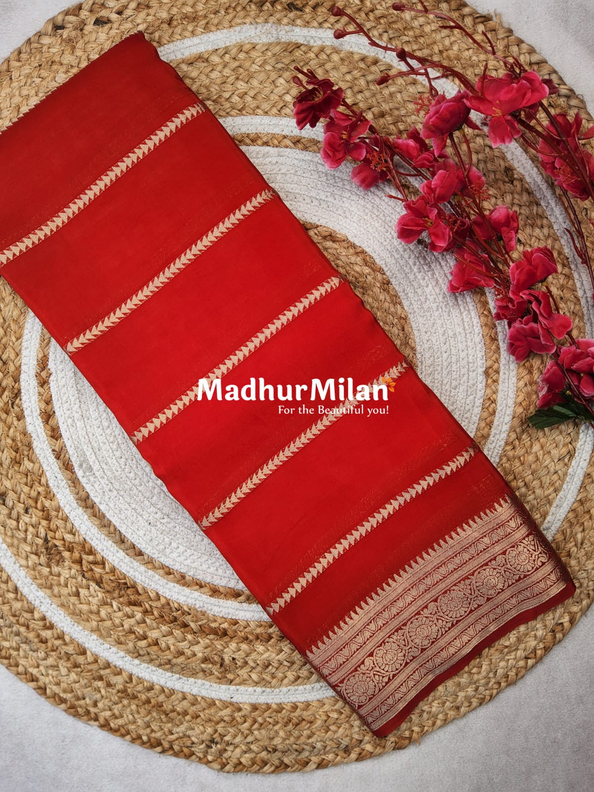 MYSHA BANARASI CREPE SILK SAREE RED
