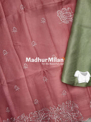 FLORAL WHITE EMBROIDERY WORK SAREE DUSTY ROSE PINK