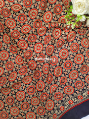AJRAKH PRINT GAJI MODAL SAREE BLACK