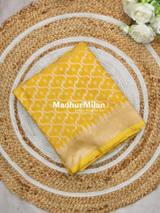CHARVI BANARASI CREPE SILK SAREE YELLOW