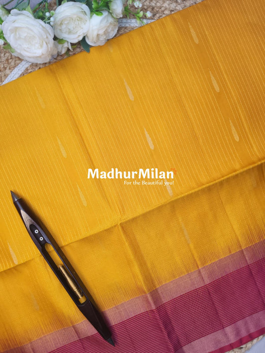 STRIPES BORDER BUTTA SOFT SILK SAREE MUSTARD PINK