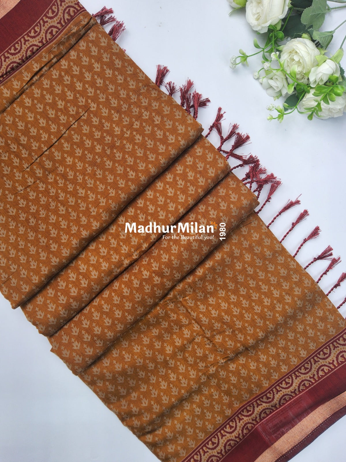 BAGRU PRINT KAJU SILK SAREE GOLDEN YELLOW