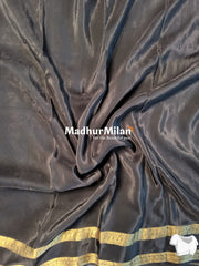 MAYRA BANARASI CREPE BENTEX BORDER GOLD JARI SAREE RICH BLACK