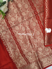 MAYA BANARASI RUSSIAN CREPE SAREE RED