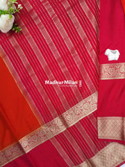 SEMI CREPE SILK SAREE ORANGE PINK