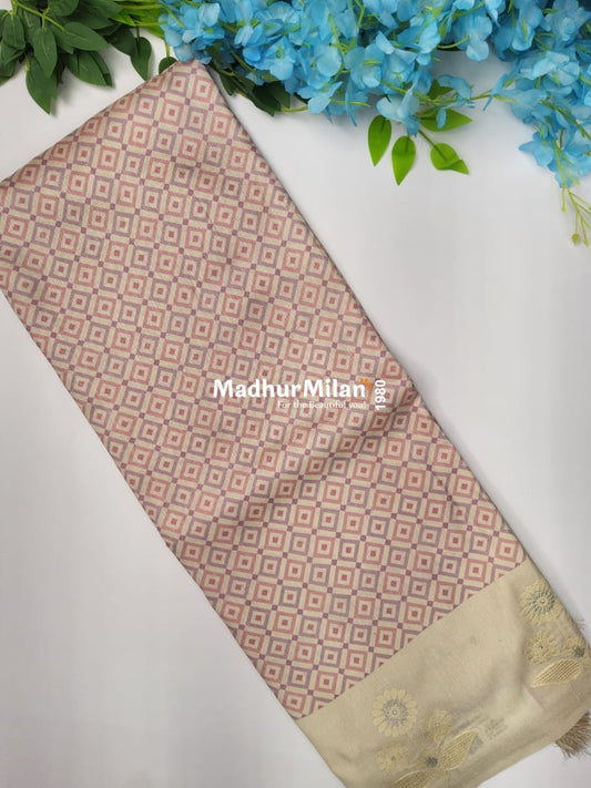 SEMI TUSSER EMBROIDERY BORDER SAREE LAVENDER