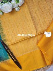 STRIPES BUTTA SOFT SILK SAREE RAMA YELLOW