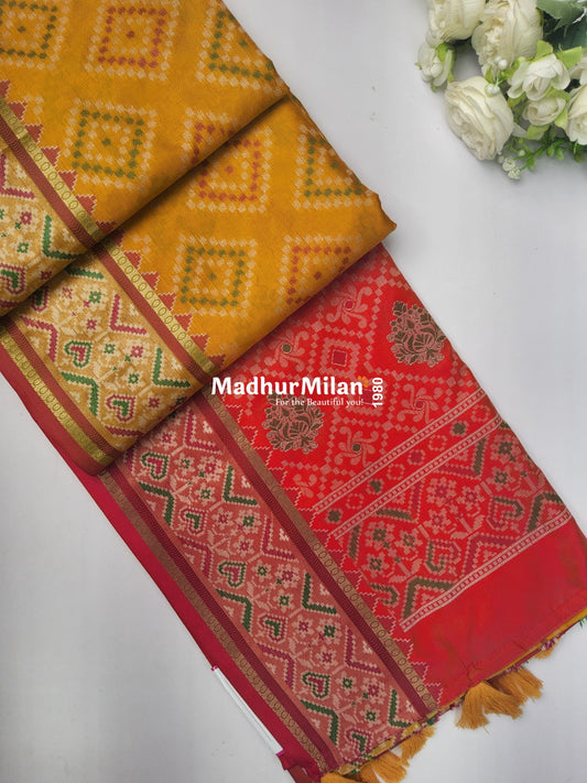 PATOLA SOFT SILK SAREE YELLOW
