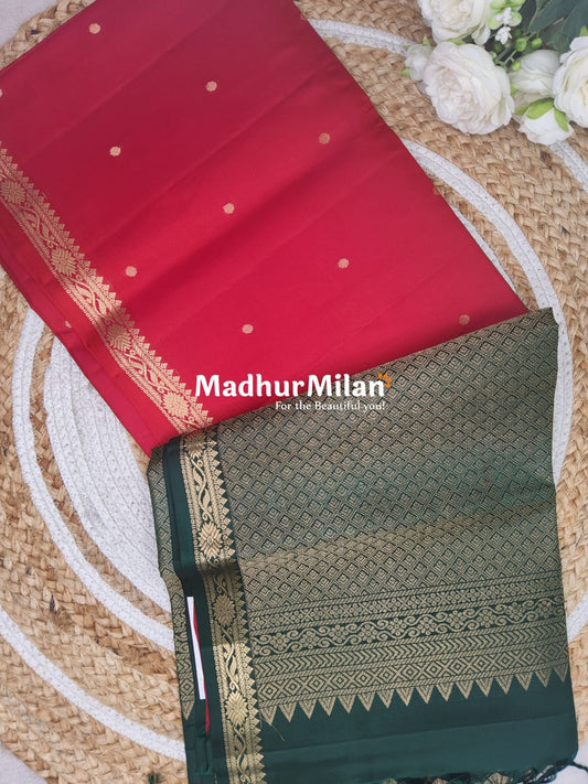 UPPADA SOFT SILK SAREE RED GREEN