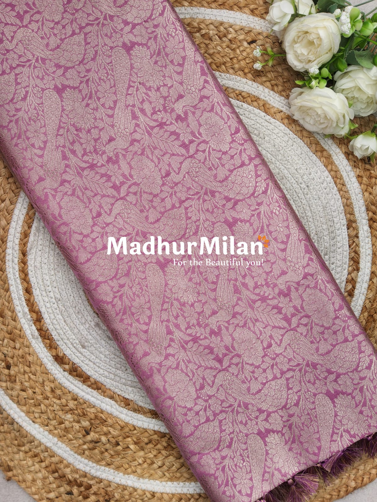 BANARASI TANCHOI ZARI WOVEN SAREE PINK