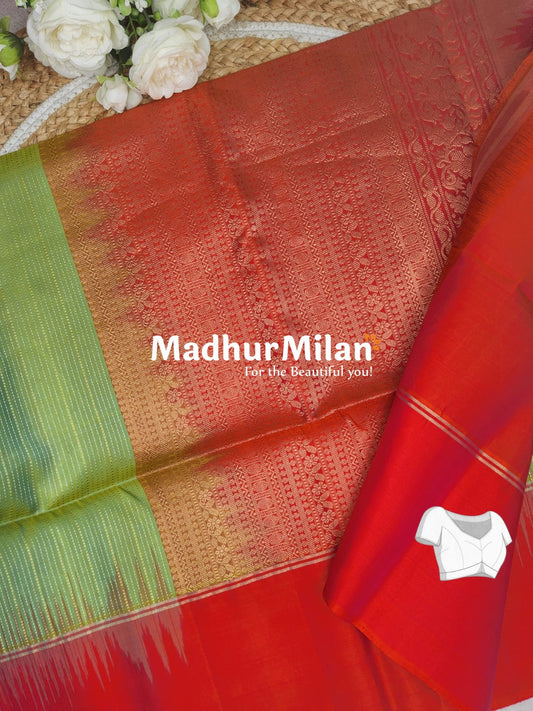 UPPADA SOFT SILK SAREE DUSTY GREEN PEACH