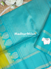 UPPADA SOFT SILK SAREE GOLD YELLOW AQUA