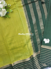 8 LINE BORDER ASSAM SILK SAREE PISTA GREEN