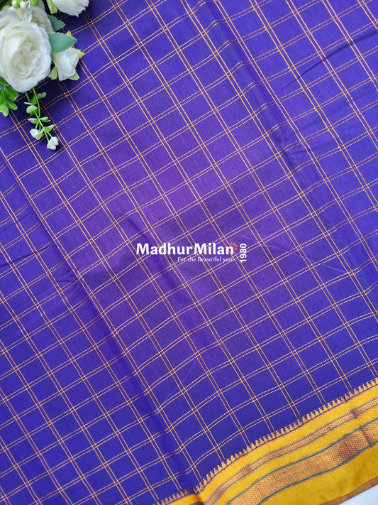 ILKAL BOX CHECKS SAREE PURPLE