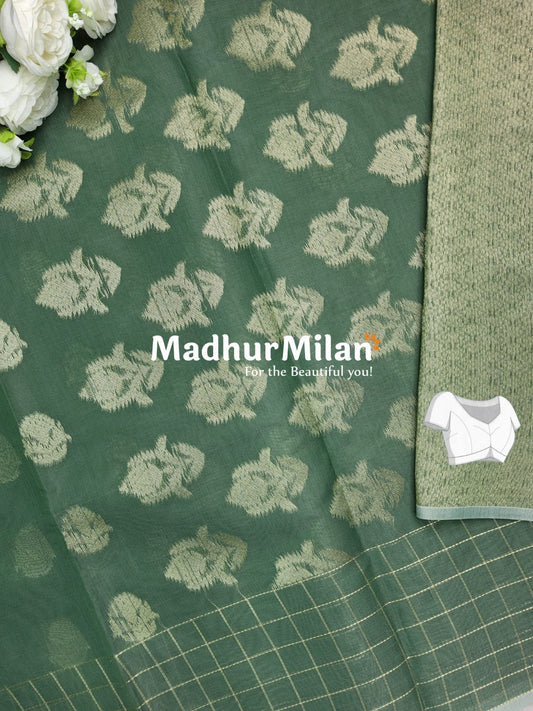 KOVAI SILK COTTON SAREE OLIVE GREEN