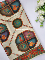 PASHMINA BROCADE SAREE WHITE