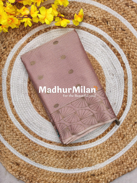 RUBY TUSSER SILK SAREE DUSTY PINK RAMA
