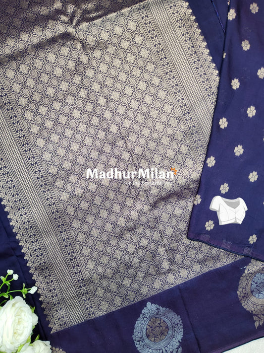 BIT BUTTA BORDER BANARASI SAREE DARK BRINGAL