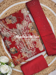 INIRA FLORAL PRINTS SALWAR SUIT RED