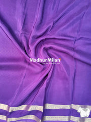 MAYRA BANARASI CREPE BENTEX BORDER GOLD JARI SAREE LIGHT PURPLE