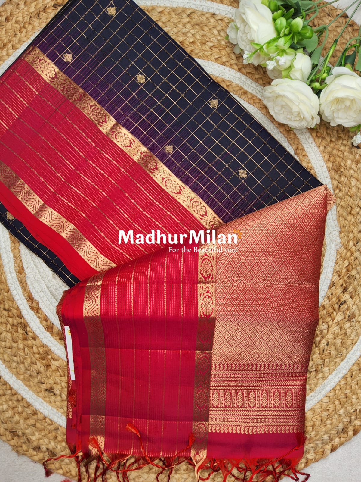 POORVIKA UPPADA SOFT SILK SAREE NAVY BLUE PINK