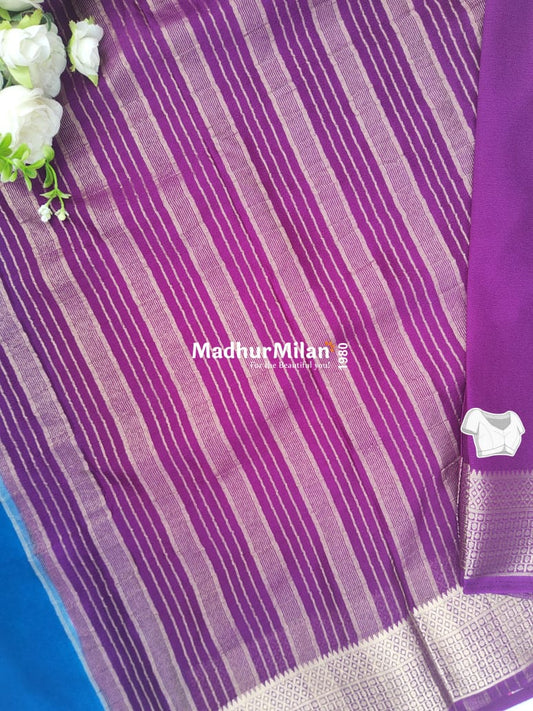 SEMI CREPE SILK SAREE SAPPHIRE PURPLE