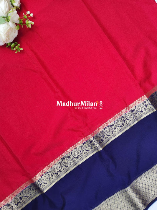 SEMI CREPE SILK SAREE PINK PURPLE