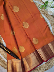 KANCHI BUTTA BORDER SAREE ORANGE RED