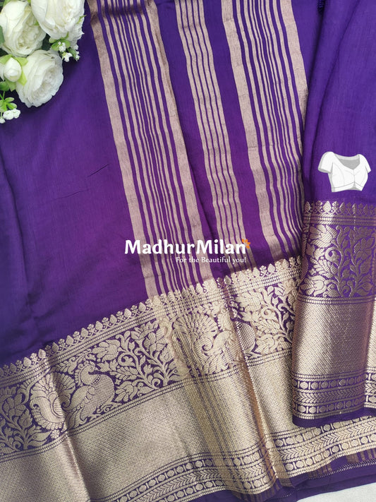 DISPUR SILK SAREE 10 INCH BORDER SAREE PURPLE