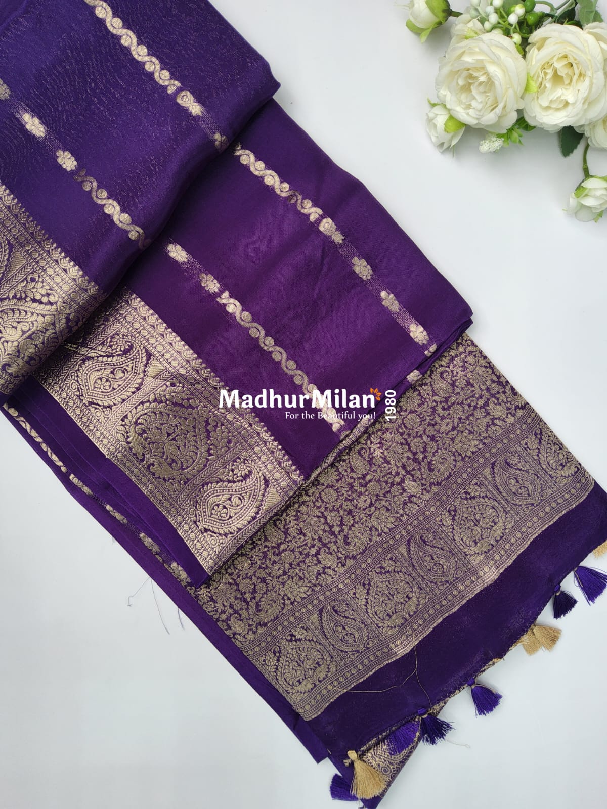 BANARASI RUSSIAN CREPE SAREE PURPLE