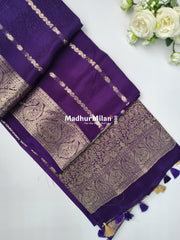 BANARASI RUSSIAN CREPE SAREE PURPLE