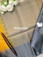 BUTTA BORDER SOFT SILK SAREE MUSTARD GREY