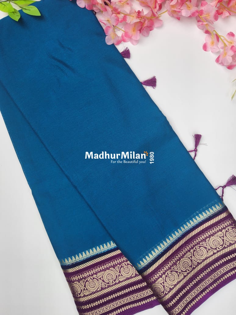 SEMI CREPE SILK SAREE PEACOCK PURPLE