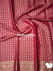 MAYA BANARASI CREPE PLAIN BODY GOLD JARI BORDER SAREE PINK