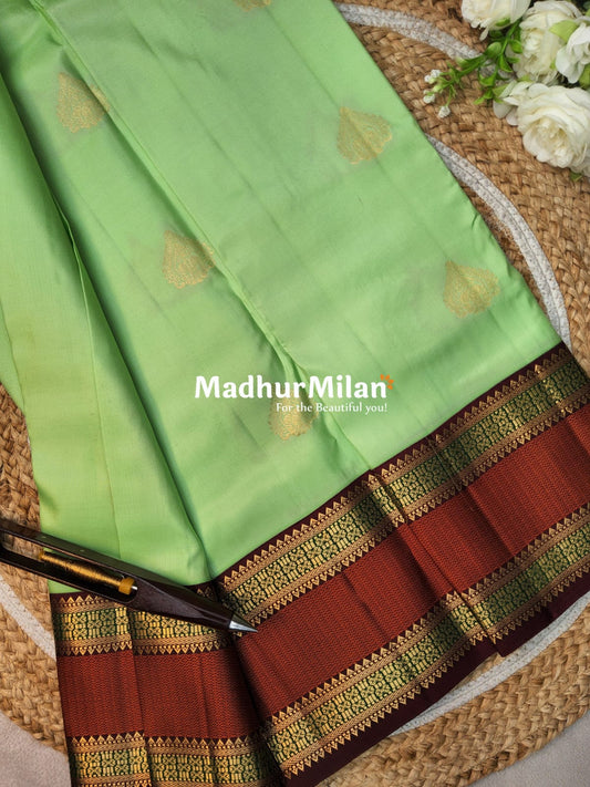 KANCHI BUTTA BORDER SAREE PISTA MAROON