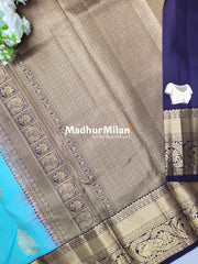 KANCHI BUTTA BORDER SAREE TEAL WINE